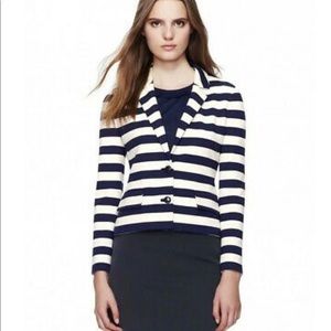 Tory Burch Augusta Navy Stripe Knit Blazer Large